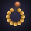 Scales app icon: a ring of gold beads with one orange bead lifted out above the gap